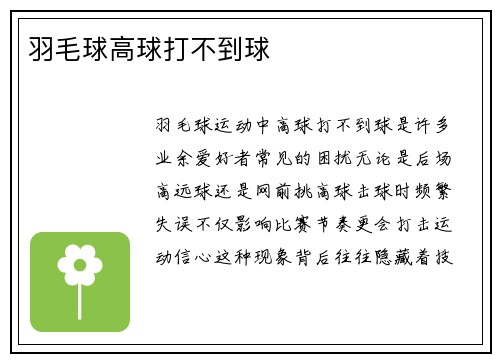 羽毛球高球打不到球